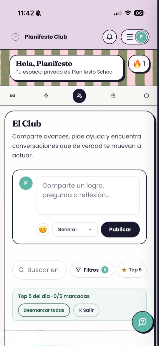 Foro de la comunidad de PlaniClub, con publicaciones y filtros
